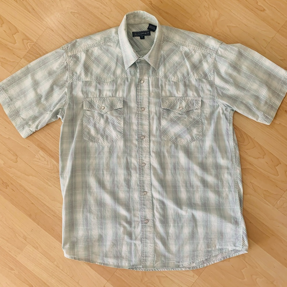 Roper short sleeve western style plaid shirt M